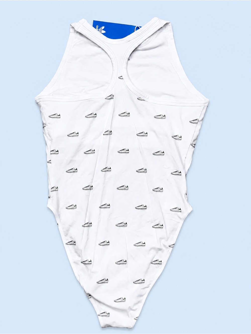 adidas Originals Racerback Bodysuit Women’s Xs White Green Sneaker Print NWT - Picture 2 of 4